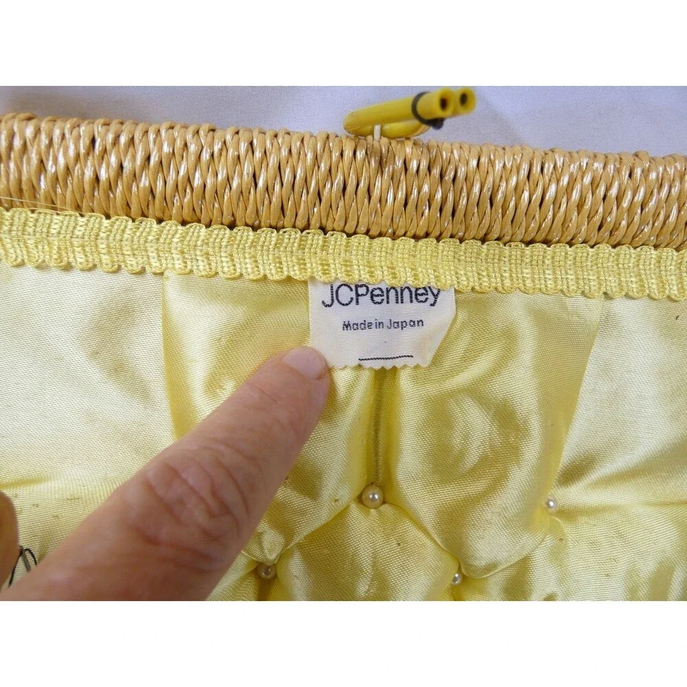 VTg  Embroidery Floral Top Sewing Basket with Insert JCPenney Yellow